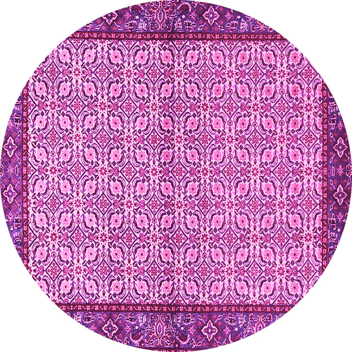 Round Machine Washable Persian Pink Traditional Rug, wshtr4231pnk