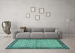 Machine Washable Persian Turquoise Traditional Area Rugs in a Living Room,, wshtr4231turq