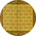 Round Persian Yellow Traditional Rug, tr4231yw