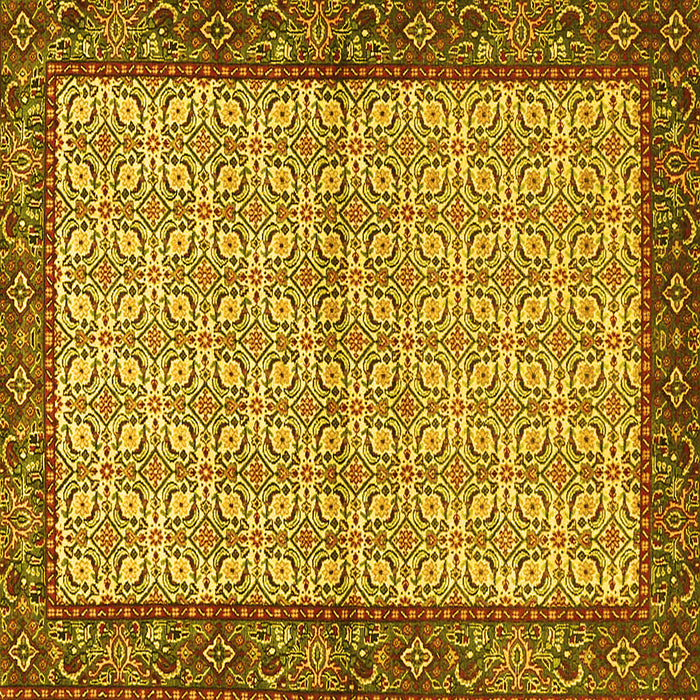 Square Machine Washable Persian Yellow Traditional Rug, wshtr4231yw