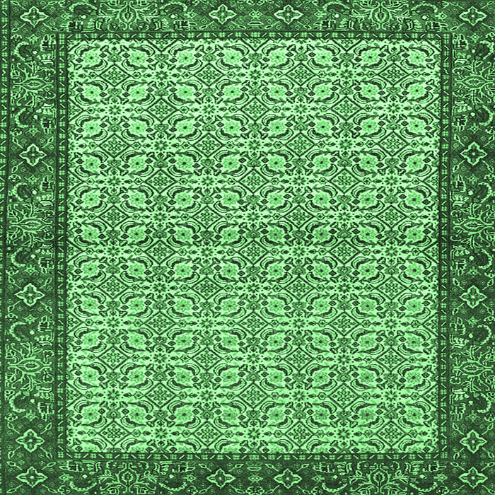 Square Persian Emerald Green Traditional Rug, tr4231emgrn