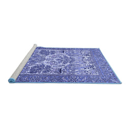 Sideview of Machine Washable Animal Blue Traditional Rug, wshtr4232blu