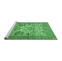 Sideview of Machine Washable Animal Emerald Green Traditional Area Rugs, wshtr4232emgrn