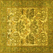 Square Animal Yellow Traditional Rug, tr4232yw