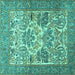 Square Machine Washable Animal Turquoise Traditional Area Rugs, wshtr4232turq