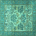 Square Animal Turquoise Traditional Rug, tr4232turq