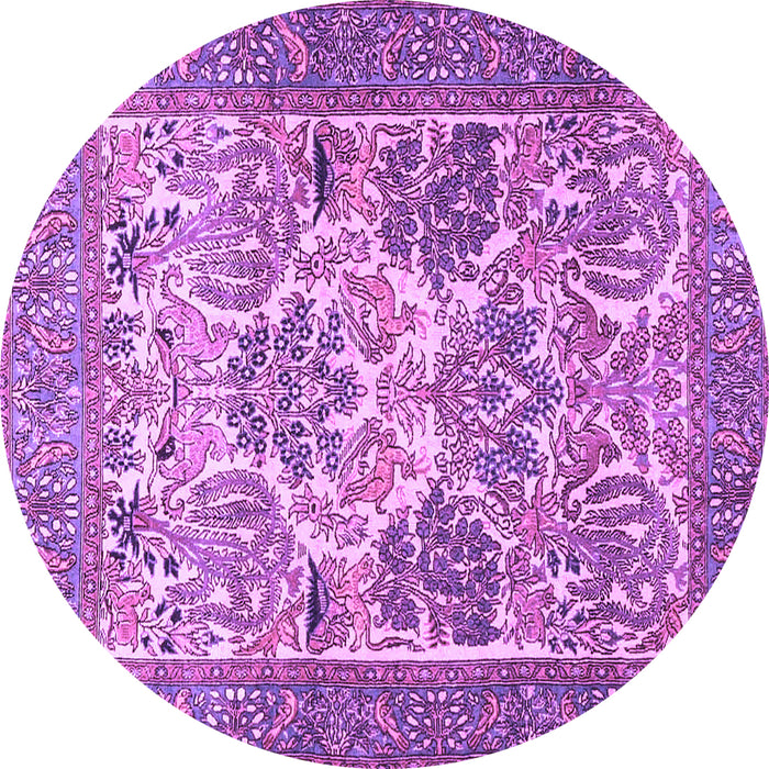 Round Machine Washable Animal Purple Traditional Area Rugs, wshtr4232pur