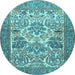 Round Animal Light Blue Traditional Rug, tr4232lblu