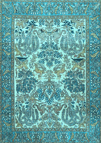 Animal Light Blue Traditional Rug, tr4232lblu