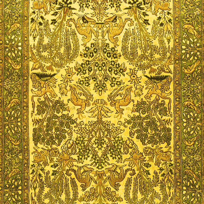 Machine Washable Animal Yellow Traditional Rug, wshtr4232yw