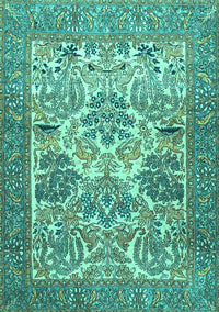 Animal Turquoise Traditional Rug, tr4232turq