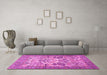 Machine Washable Animal Pink Traditional Rug in a Living Room, wshtr4232pnk