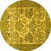 Round Animal Yellow Traditional Rug, tr4232yw