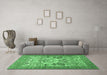 Machine Washable Animal Emerald Green Traditional Area Rugs in a Living Room,, wshtr4232emgrn