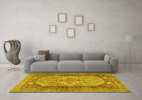 Machine Washable Persian Yellow Traditional Rug, wshtr4233yw