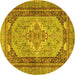 Round Persian Yellow Traditional Rug, tr4233yw