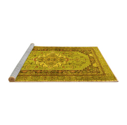 Sideview of Machine Washable Persian Yellow Traditional Rug, wshtr4233yw