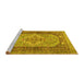 Sideview of Machine Washable Persian Yellow Traditional Rug, wshtr4233yw