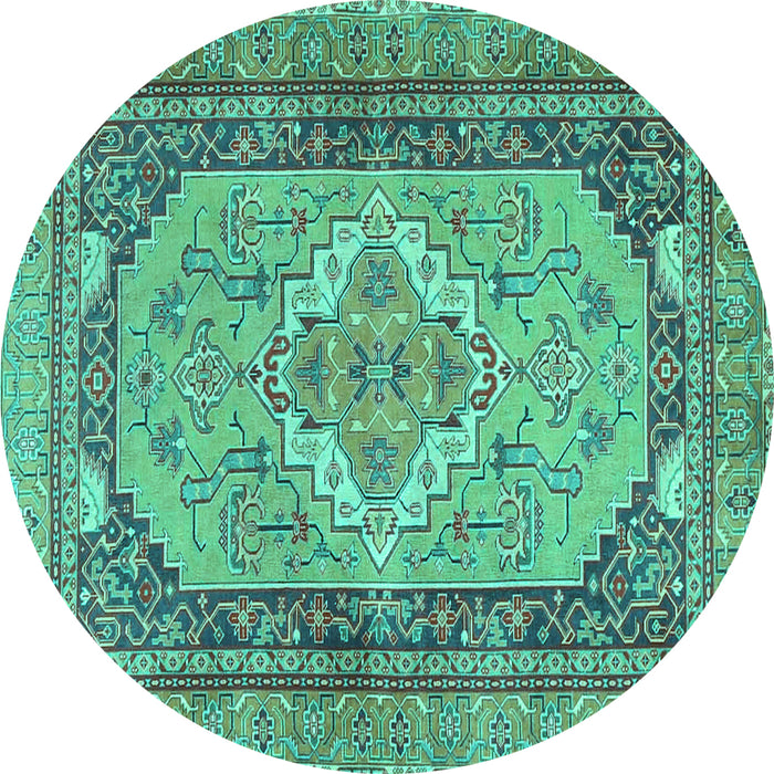 Round Persian Turquoise Traditional Rug, tr4233turq