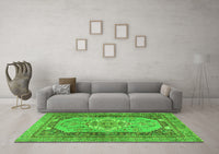 Machine Washable Persian Green Traditional Rug, wshtr4233grn