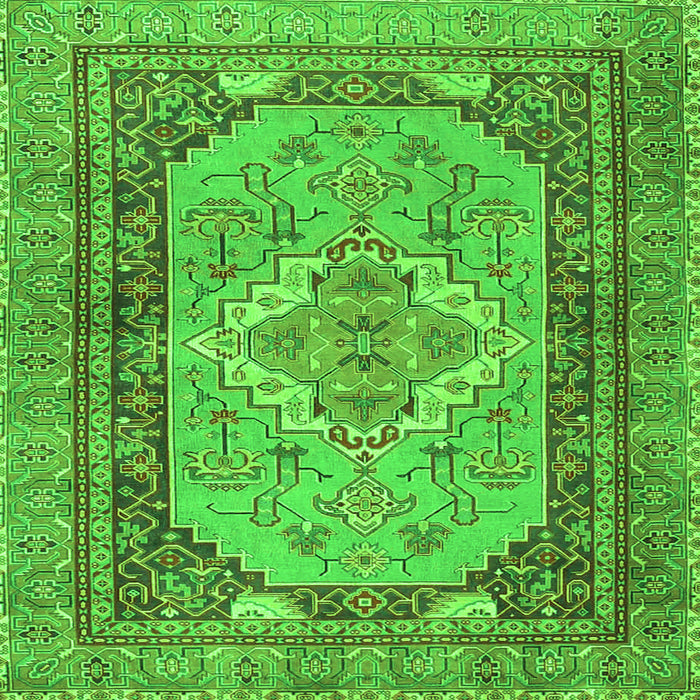 Round Machine Washable Persian Green Traditional Area Rugs, wshtr4233grn