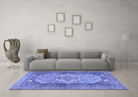 Machine Washable Persian Blue Traditional Rug, wshtr4233blu