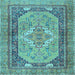 Square Machine Washable Persian Light Blue Traditional Rug, wshtr4233lblu