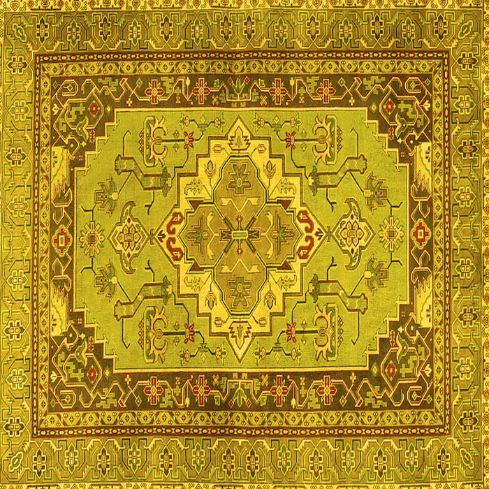 Square Machine Washable Persian Yellow Traditional Rug, wshtr4233yw