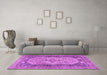 Machine Washable Persian Purple Traditional Area Rugs in a Living Room, wshtr4233pur