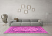 Machine Washable Persian Pink Traditional Rug in a Living Room, wshtr4233pnk