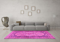 Machine Washable Persian Pink Traditional Rug, wshtr4233pnk