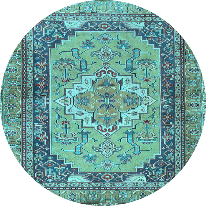 Round Machine Washable Persian Light Blue Traditional Rug, wshtr4233lblu