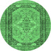 Round Persian Emerald Green Traditional Rug, tr4233emgrn