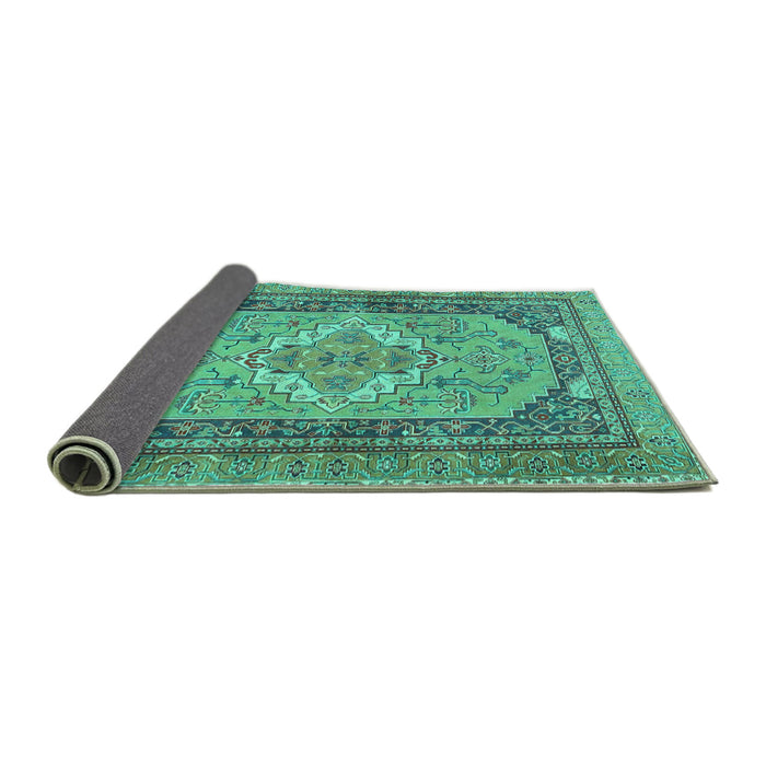 Sideview of Persian Turquoise Traditional Rug, tr4233turq