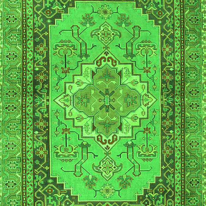 Serging Thickness of Machine Washable Persian Green Traditional Area Rugs, wshtr4233grn