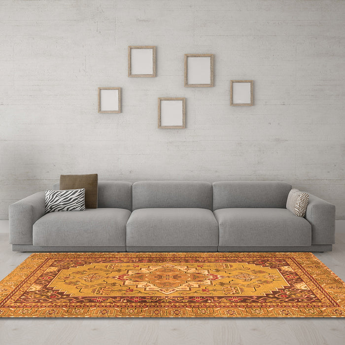 Machine Washable Persian Orange Traditional Area Rugs in a Living Room, wshtr4233org