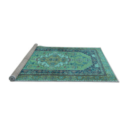 Sideview of Machine Washable Persian Light Blue Traditional Rug, wshtr4233lblu