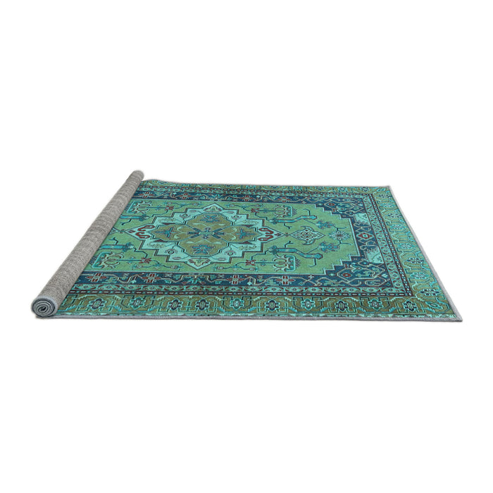 Sideview of Machine Washable Persian Light Blue Traditional Rug, wshtr4233lblu