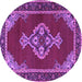 Round Machine Washable Persian Purple Traditional Area Rugs, wshtr4234pur