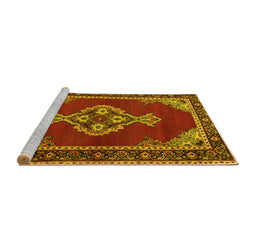 Sideview of Machine Washable Persian Yellow Traditional Rug, wshtr4234yw