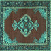 Square Persian Turquoise Traditional Rug, tr4234turq
