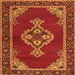 Round Machine Washable Persian Orange Traditional Area Rugs, wshtr4234org