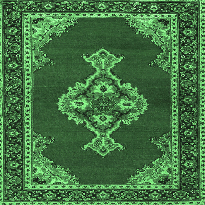 Square Machine Washable Persian Emerald Green Traditional Area Rugs, wshtr4234emgrn