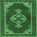 Square Machine Washable Persian Emerald Green Traditional Area Rugs, wshtr4234emgrn