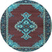 Round Persian Light Blue Traditional Rug, tr4234lblu