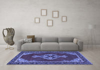 Machine Washable Persian Blue Traditional Rug, wshtr4234blu