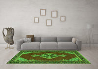 Machine Washable Persian Green Traditional Rug, wshtr4234grn