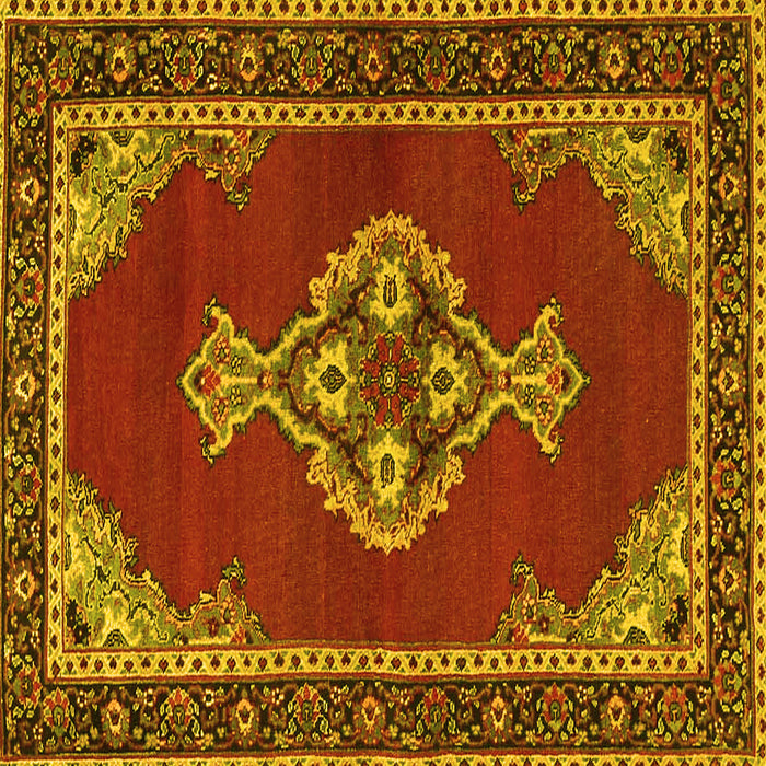 Square Machine Washable Persian Yellow Traditional Rug, wshtr4234yw
