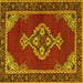 Square Persian Yellow Traditional Rug, tr4234yw