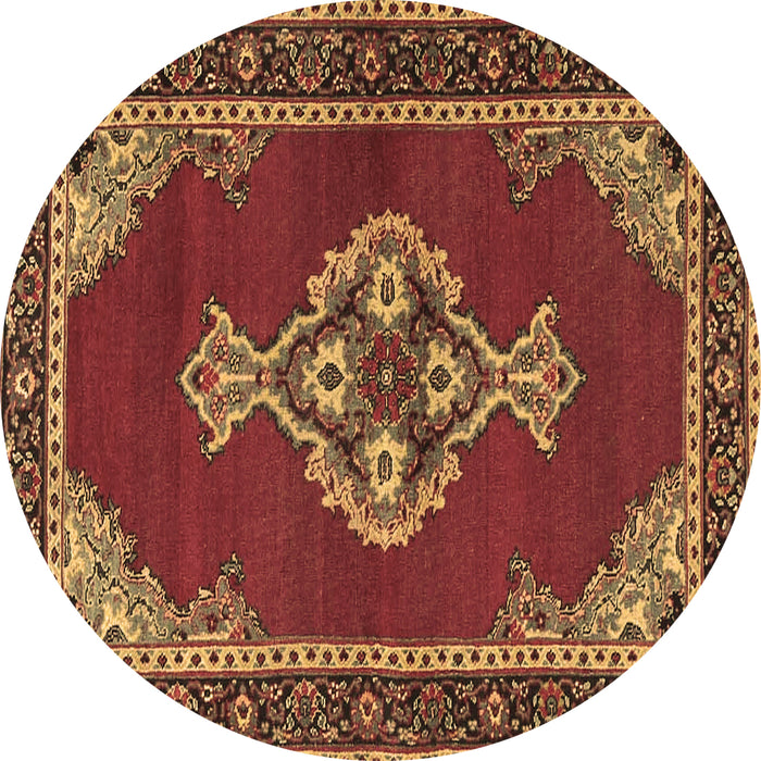 Round Persian Brown Traditional Rug, tr4234brn
